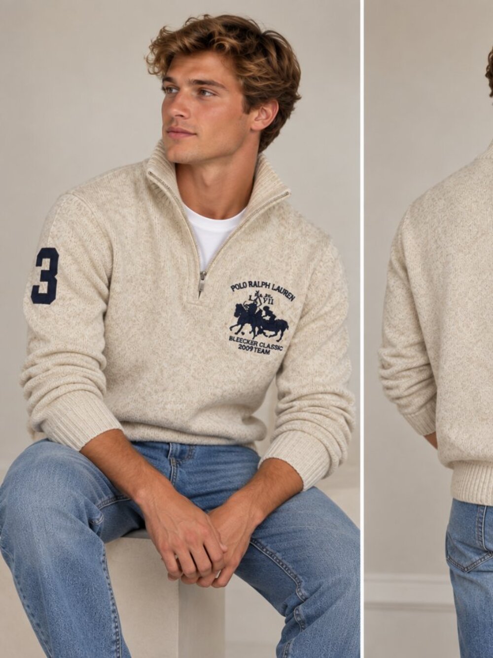 Polo Ralph Lauren 100% Wool Quarter-Zip Sweater XL – Bleecker Classic 2009 Team